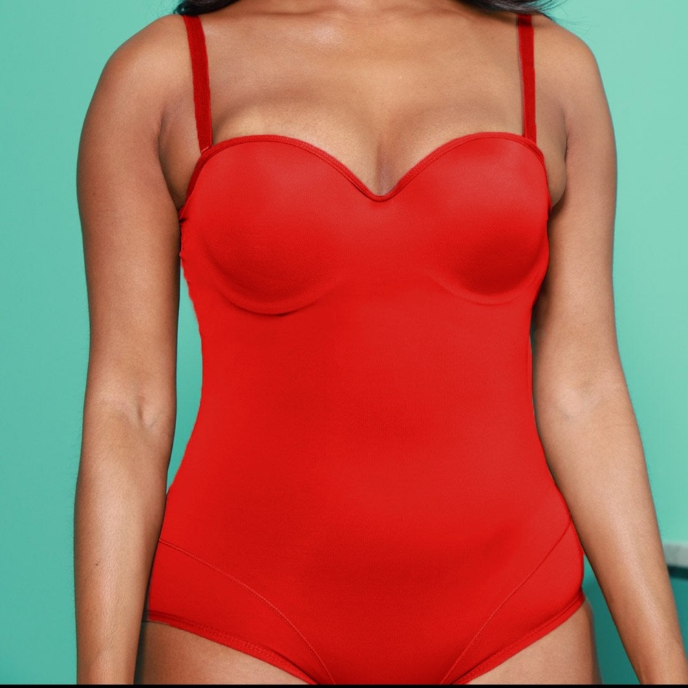 Swank A Posh Doctored Form Shape Wear Bodysuit - Red Size/2X